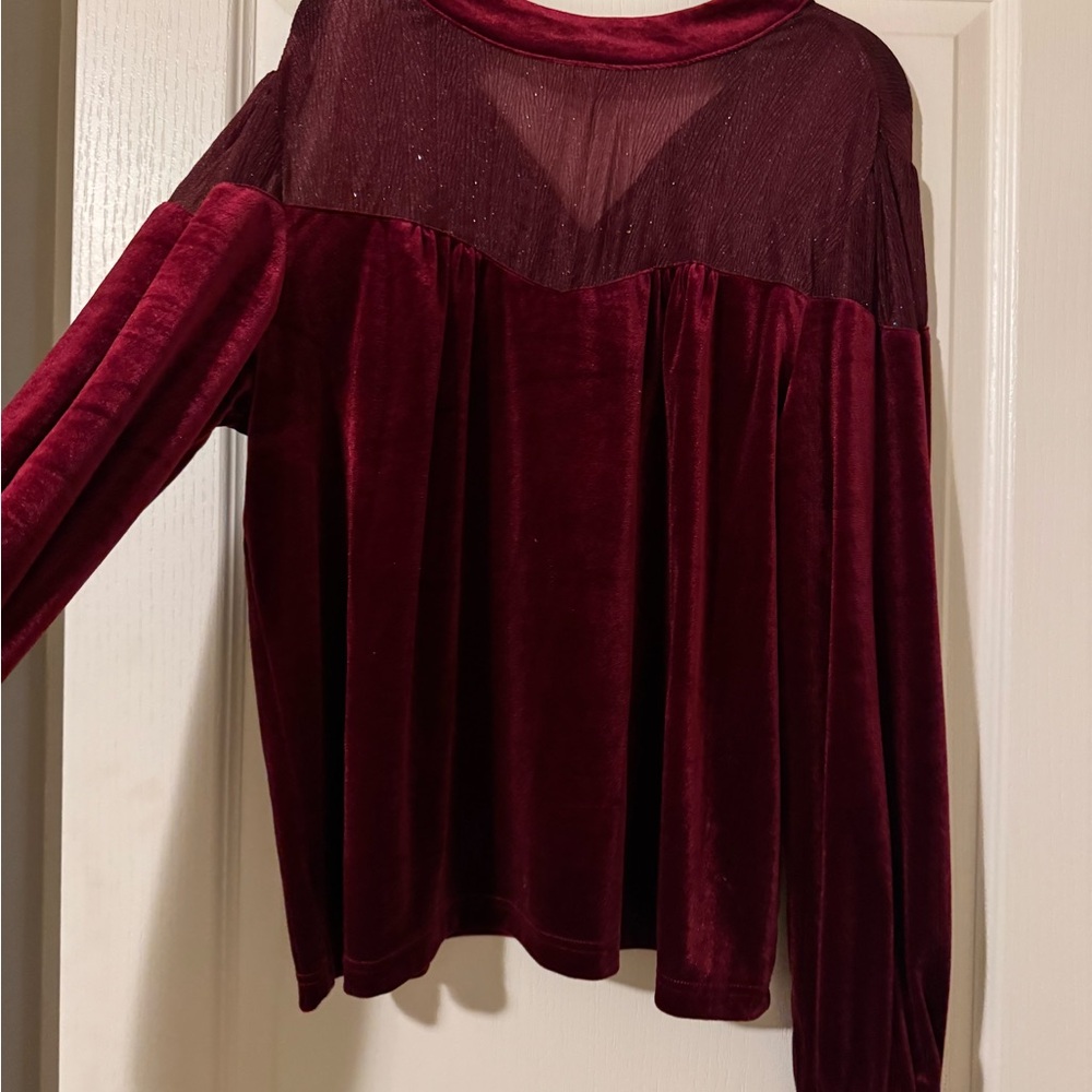 Elegant Burgundy Velour Women's Top